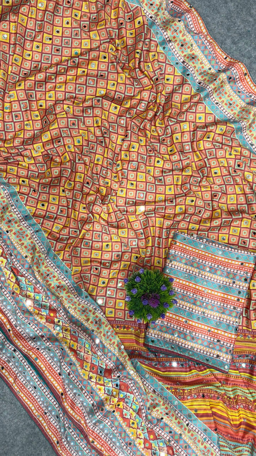 Soft Chinon Silk digital printed Saree and satin silk blouse