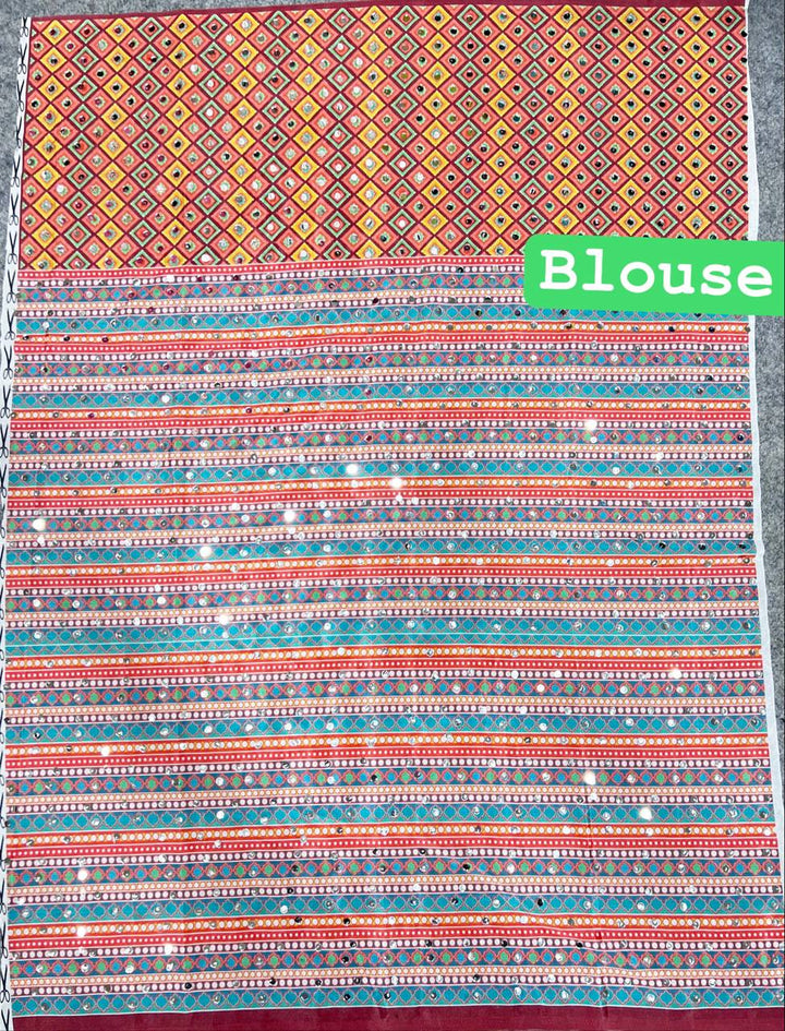 Soft Chinon Silk digital printed Saree and satin silk blouse