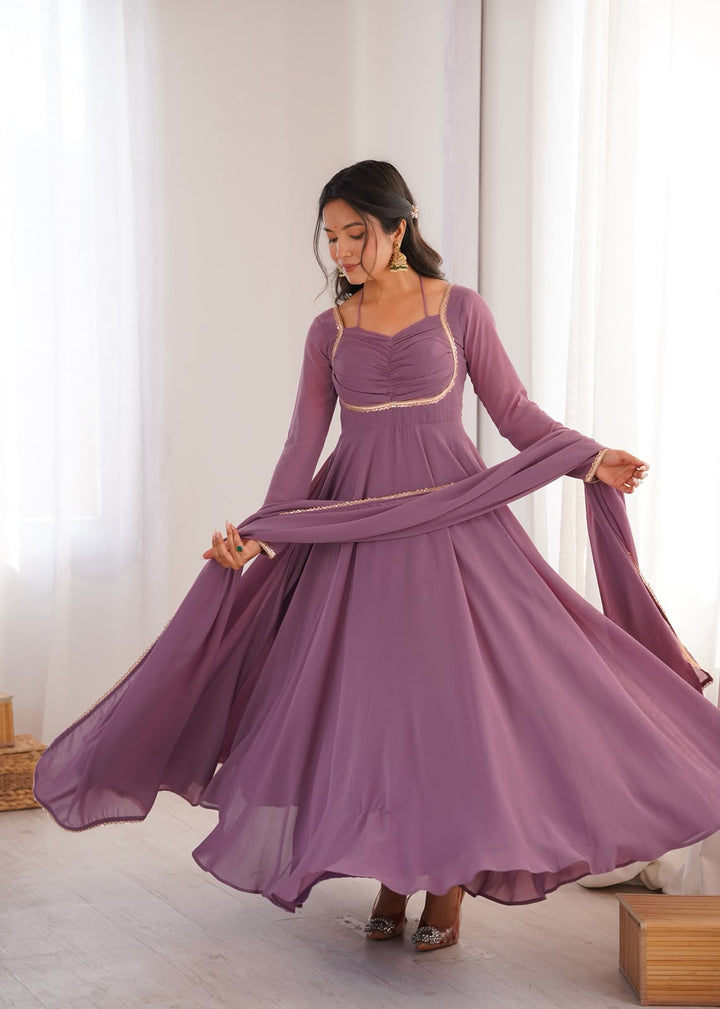 HEAVY PURE FOX BLOOMING GEORGETTE GOWN DUPPTA FULL SET