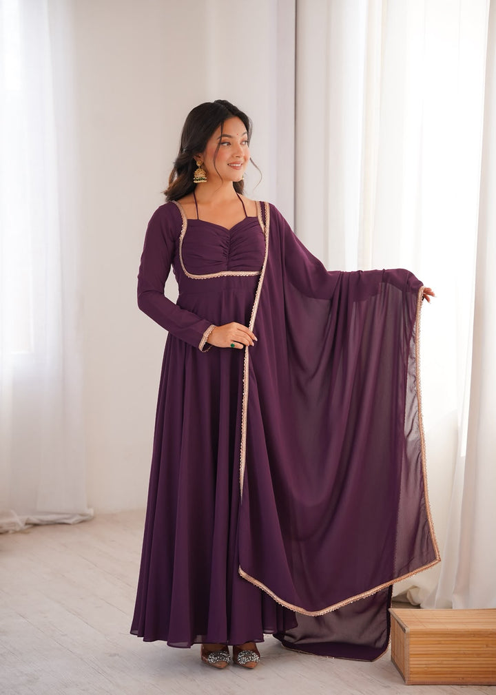 HEAVY PURE FOX BLOOMING GEORGETTE GOWN DUPPTA FULL SET