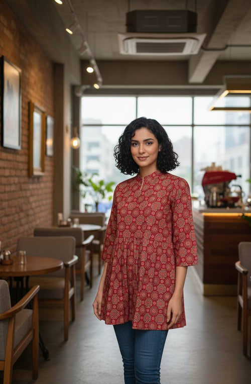 Ajrak Print Short Kurti
