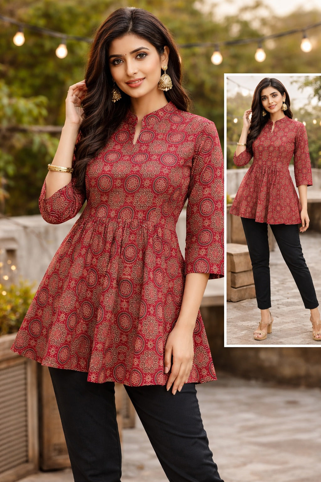 Ajrak Print Short Kurti