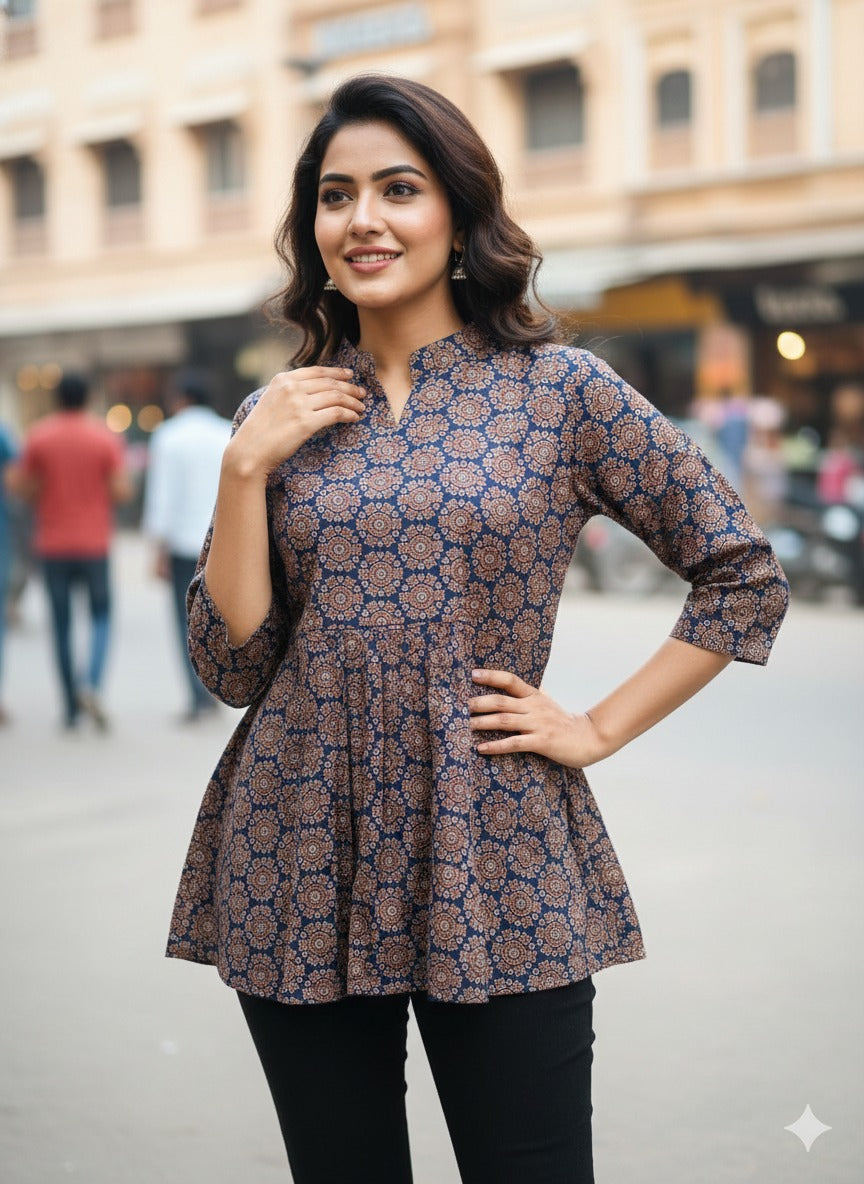 Ajrak Print Short Kurti
