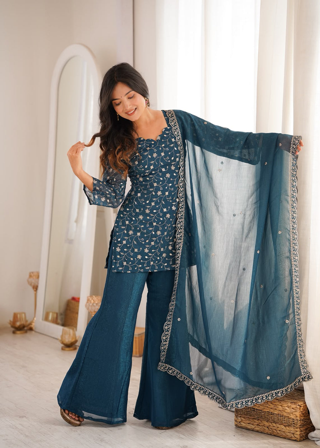 Silk Embroidered 3 Piece Suit (1053)