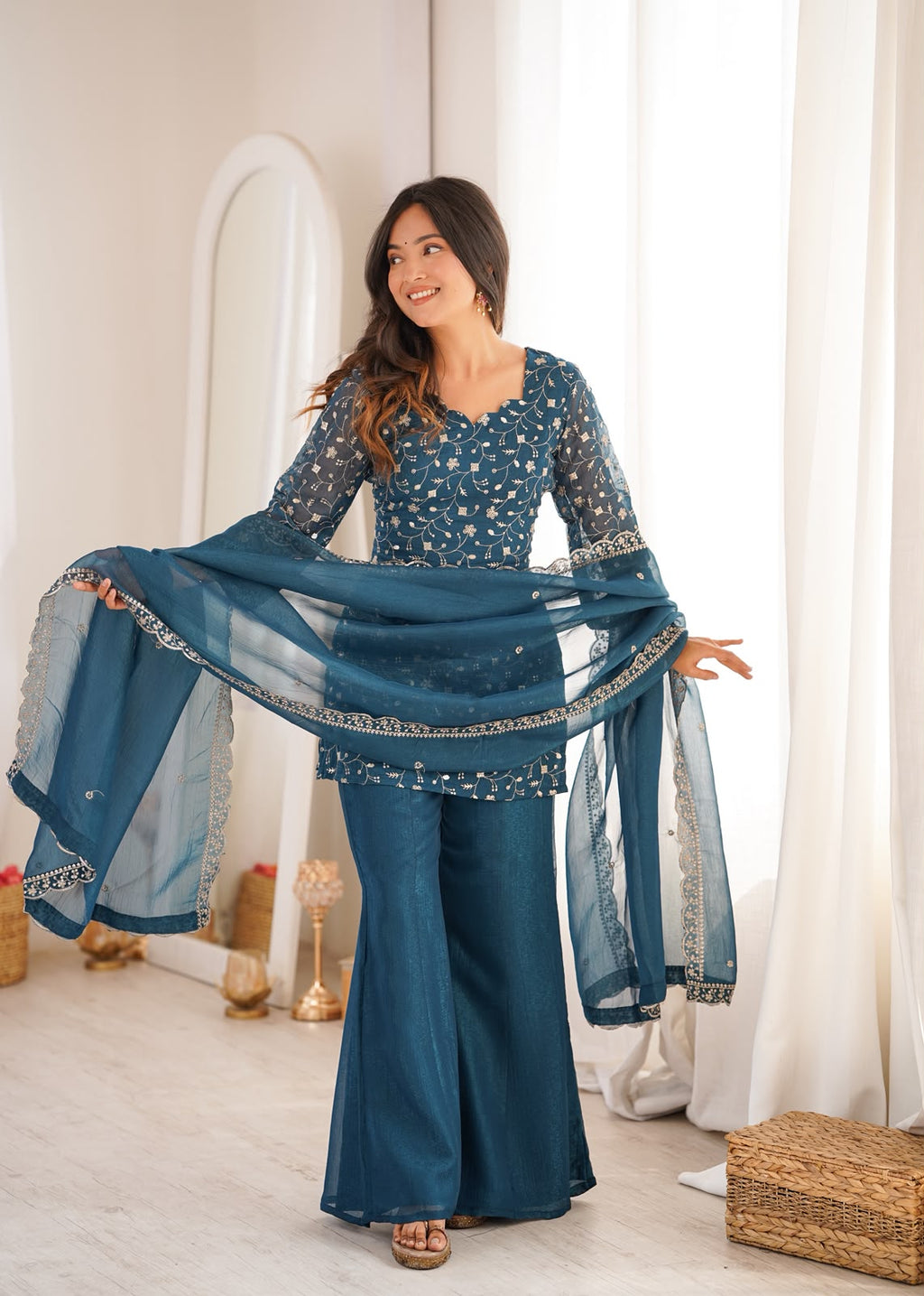 Silk Embroidered 3 Piece Suit (1053)