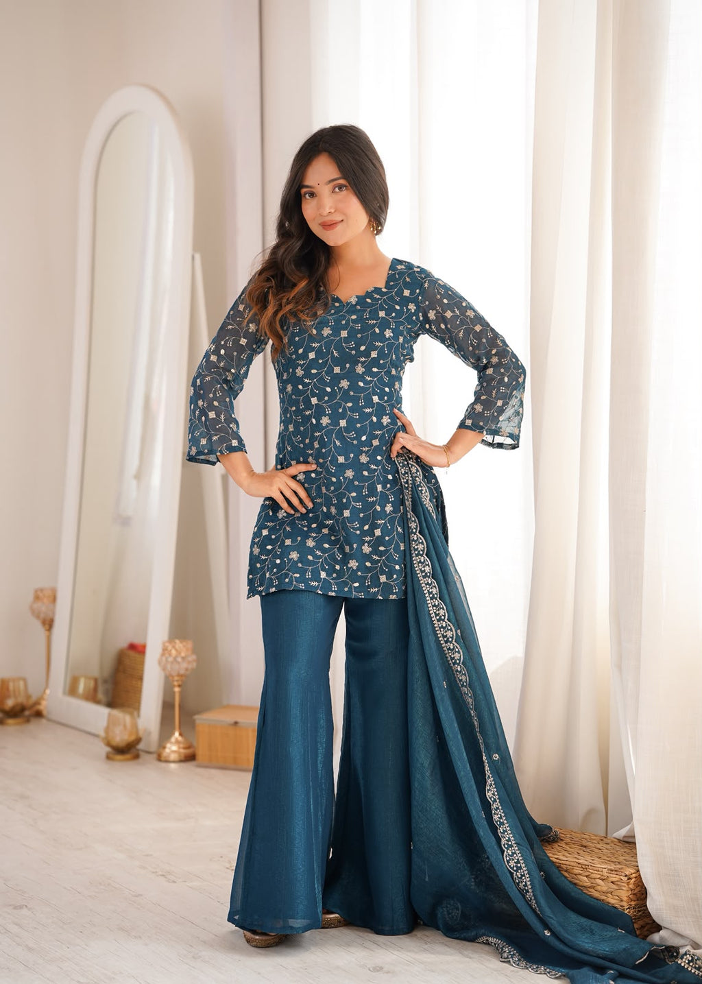 Silk Embroidered 3 Piece Suit (1053)