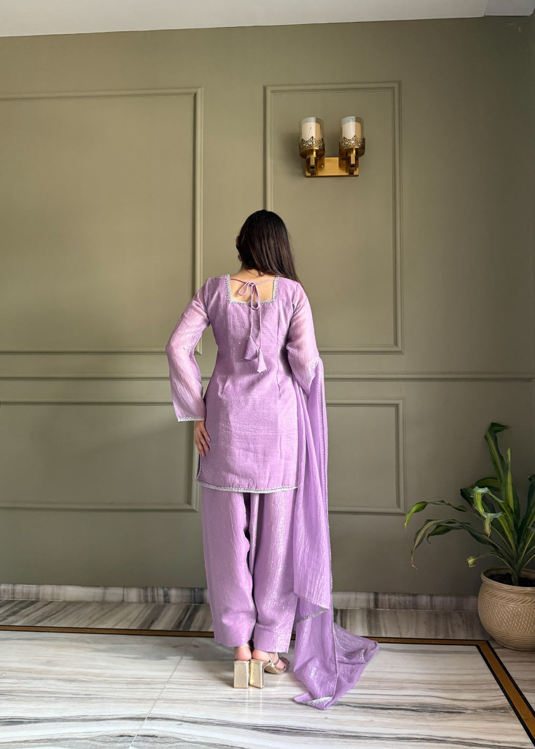 SPECIAL FARSHI SALWAR SUIT SIROSKI WORK TOP WITH DUPPTA SET