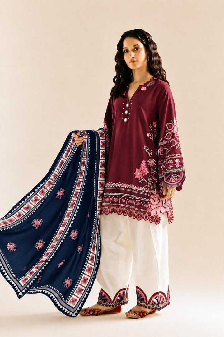Lawn 3-Piece Ready to Wear Suit with Laser Work, Spangle Embellishments &amp; Cutwork