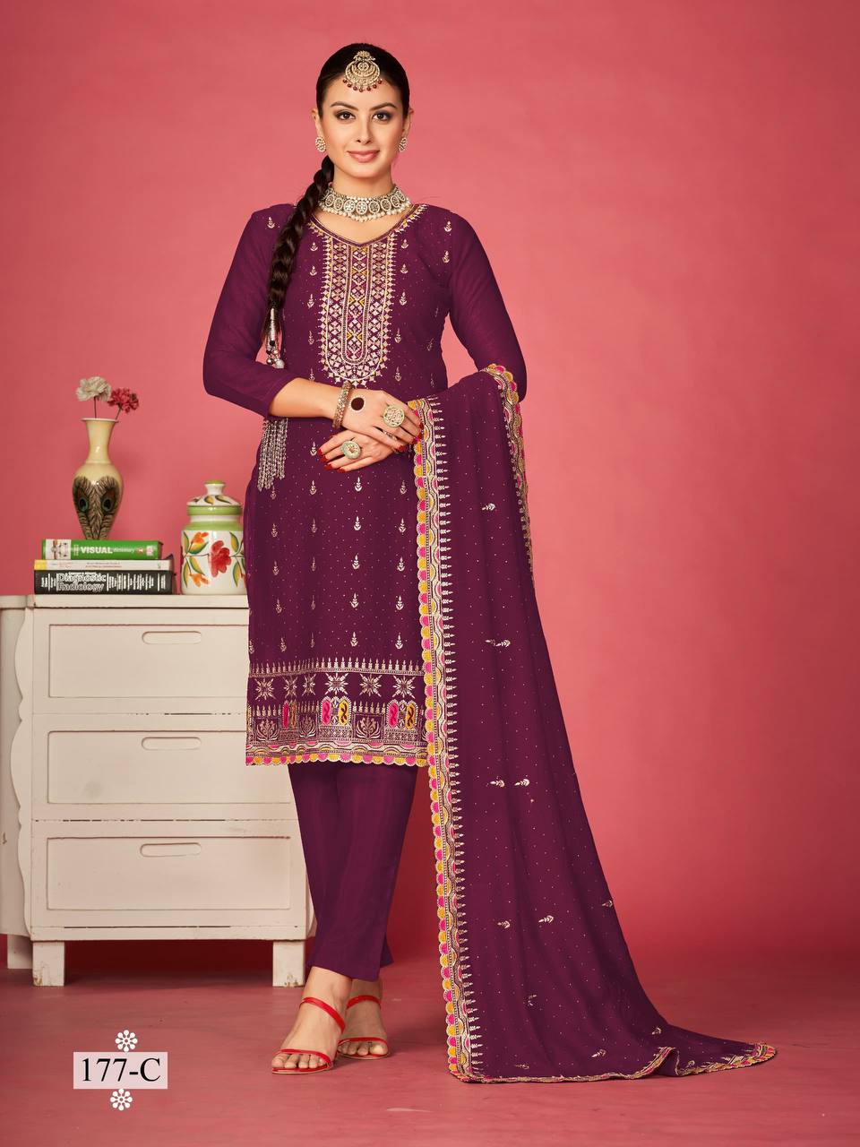 Silk Embroidered Work Trendy Suit For Ceremonial