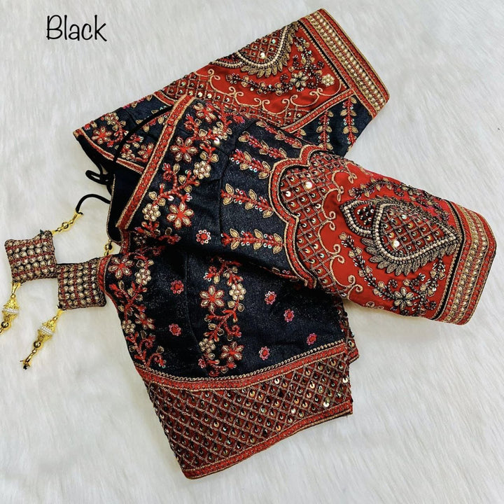 Copper Jari With 4 Sequence Heavy Embroidery Work Blouse