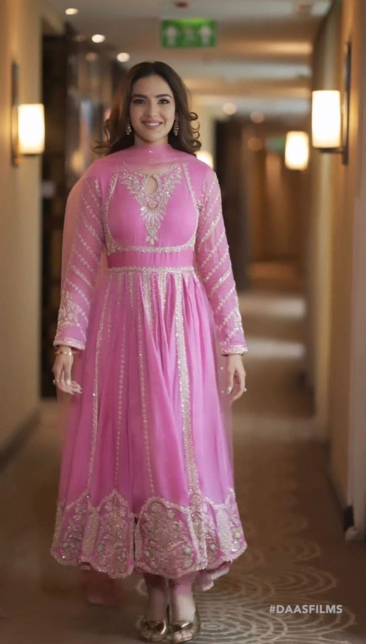 3 Piece Full Heavy Embroidery Sequence Work Gown With Dupatta