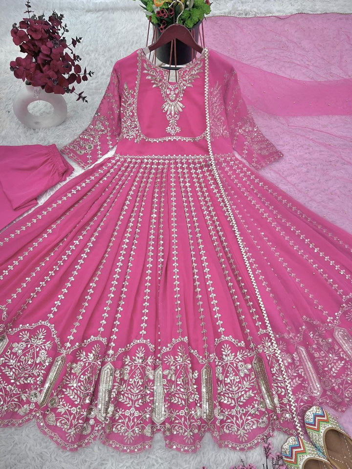 3 Piece Full Heavy Embroidery Sequence Work Gown With Dupatta