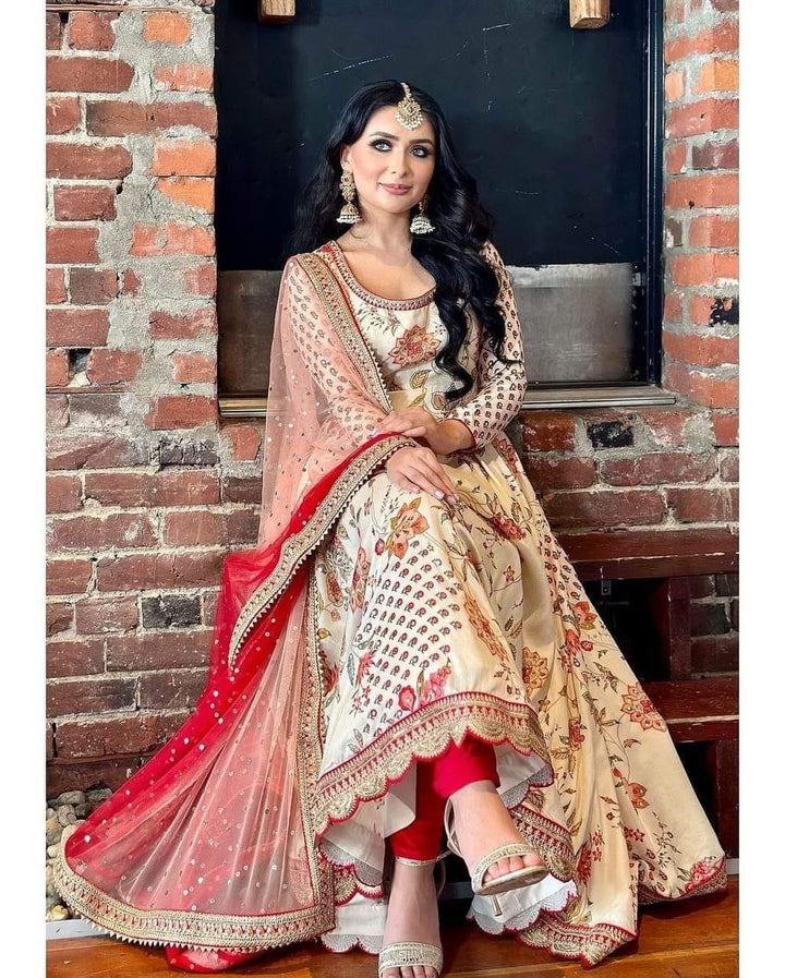 Fully Stitched Faux Georgette With Heavy Embroidery Coding Dori-Sequence Work Top-Bottom With Dupatta