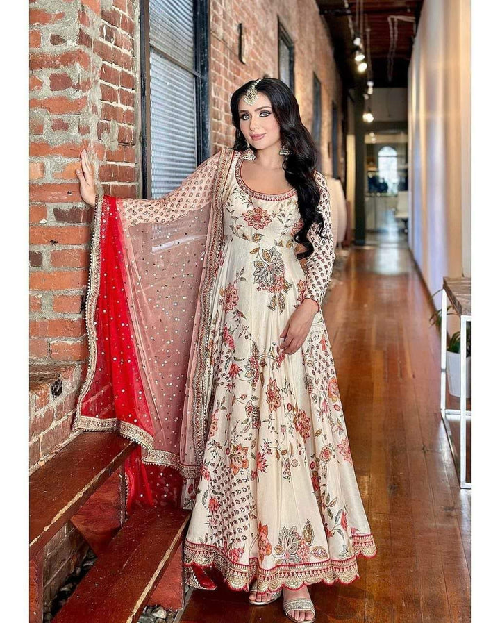Fully Stitched Faux Georgette With Heavy Embroidery Coding Dori-Sequence Work Top-Bottom With Dupatta