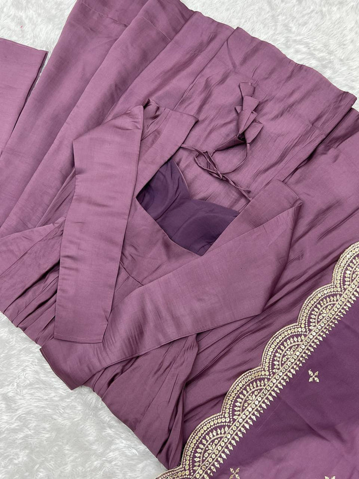 Heavy Pure Romansilk Chanderi Gown With Dupatta