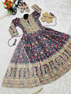 Heavy Chinon Silk Gown With Dupatta