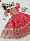 Heavy Chinon Silk Gown With Dupatta