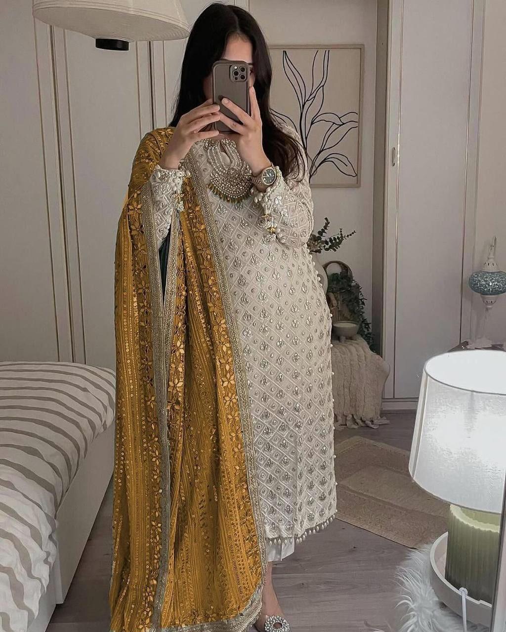 Pure Faux Georgette 3 Piece Suit