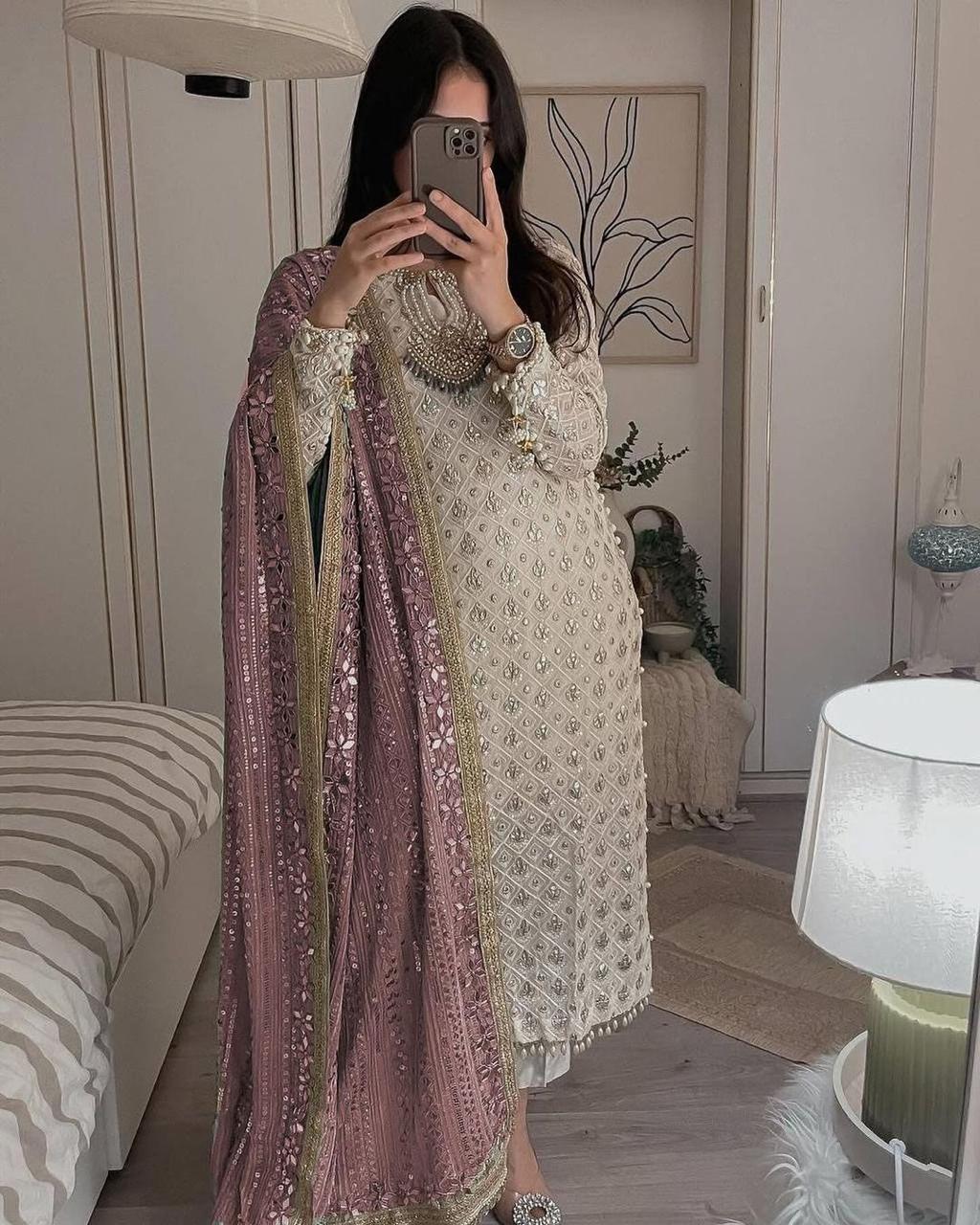 Pure Faux Georgette 3 Piece Suit