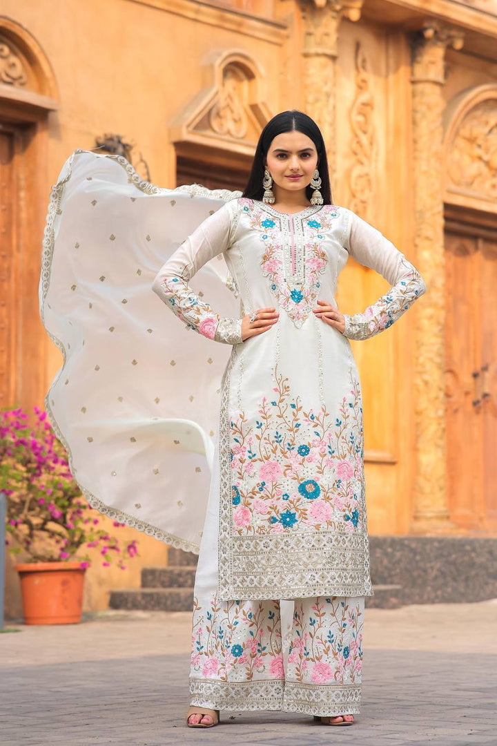 Stylish 3-Piece Gown Set with Dupatta and Bottom