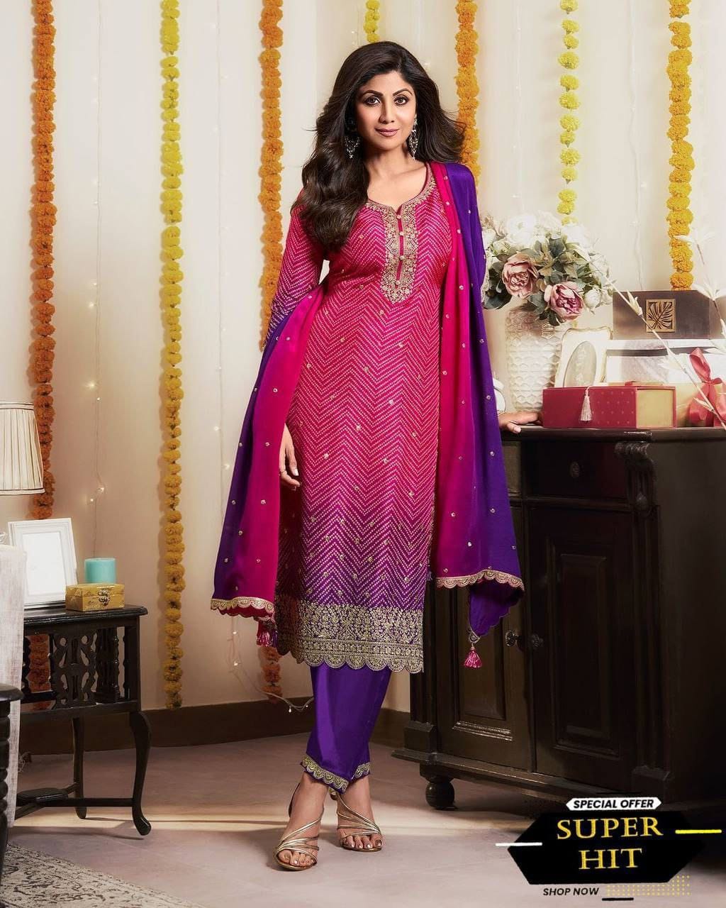 Designer Fancy Pure Chinnon Silk Dress