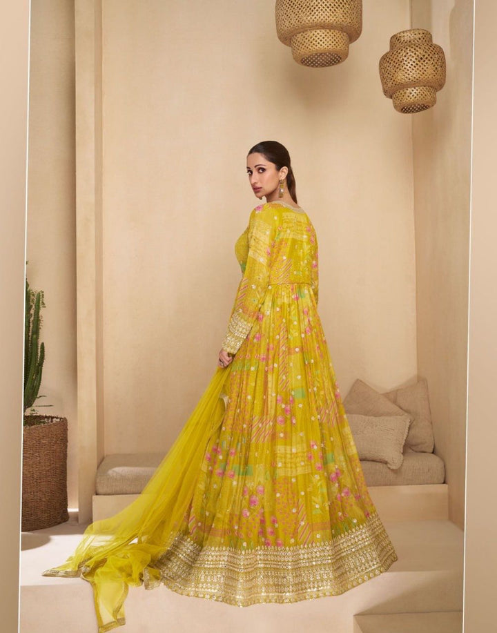 Charming Multicolor Floral Embroidered Anarkali Gown