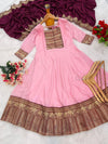 Vichitra Silk Jacquard Zari Weaving Gown with Dupatta