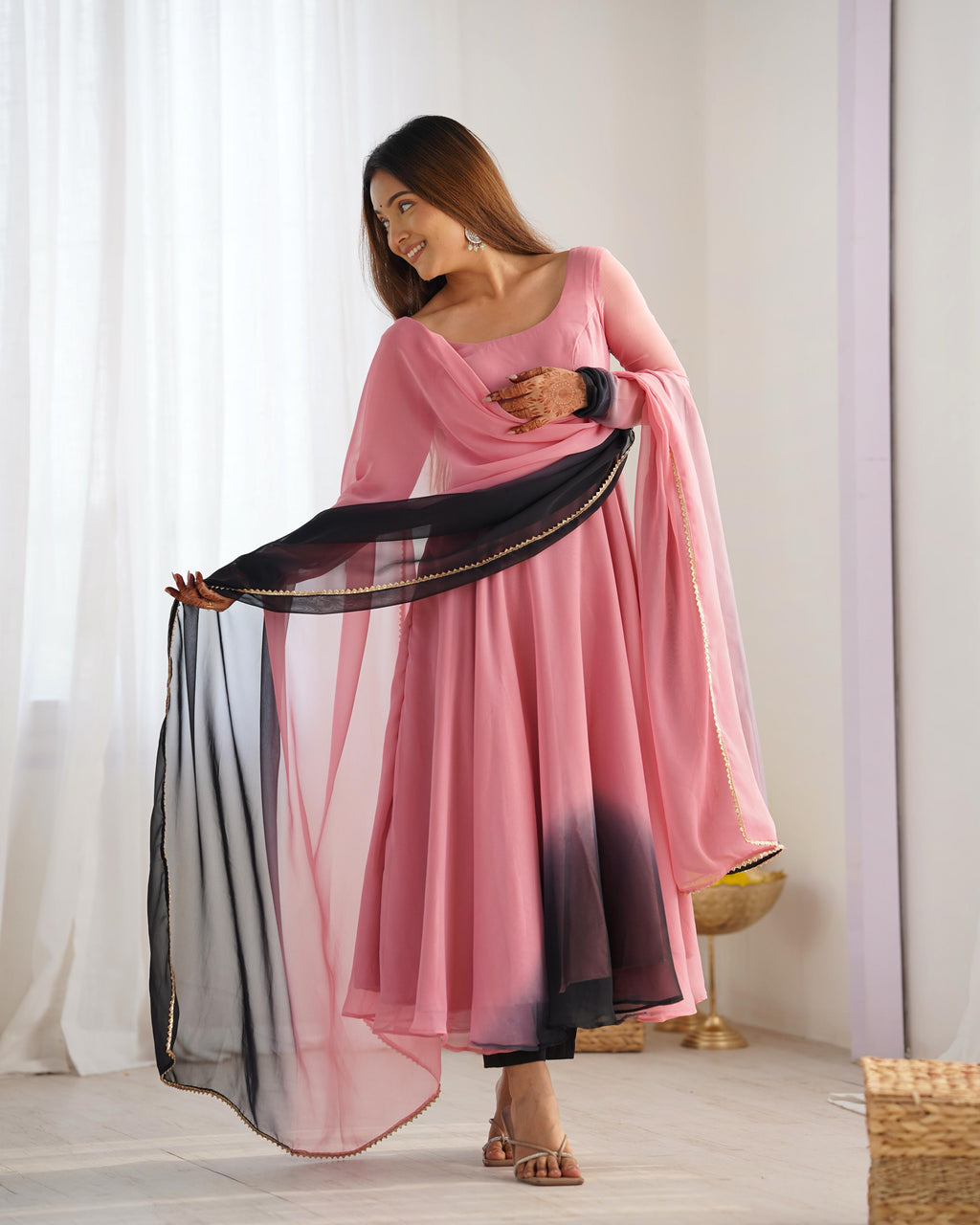 Trendy Colorful Padding Gown Set