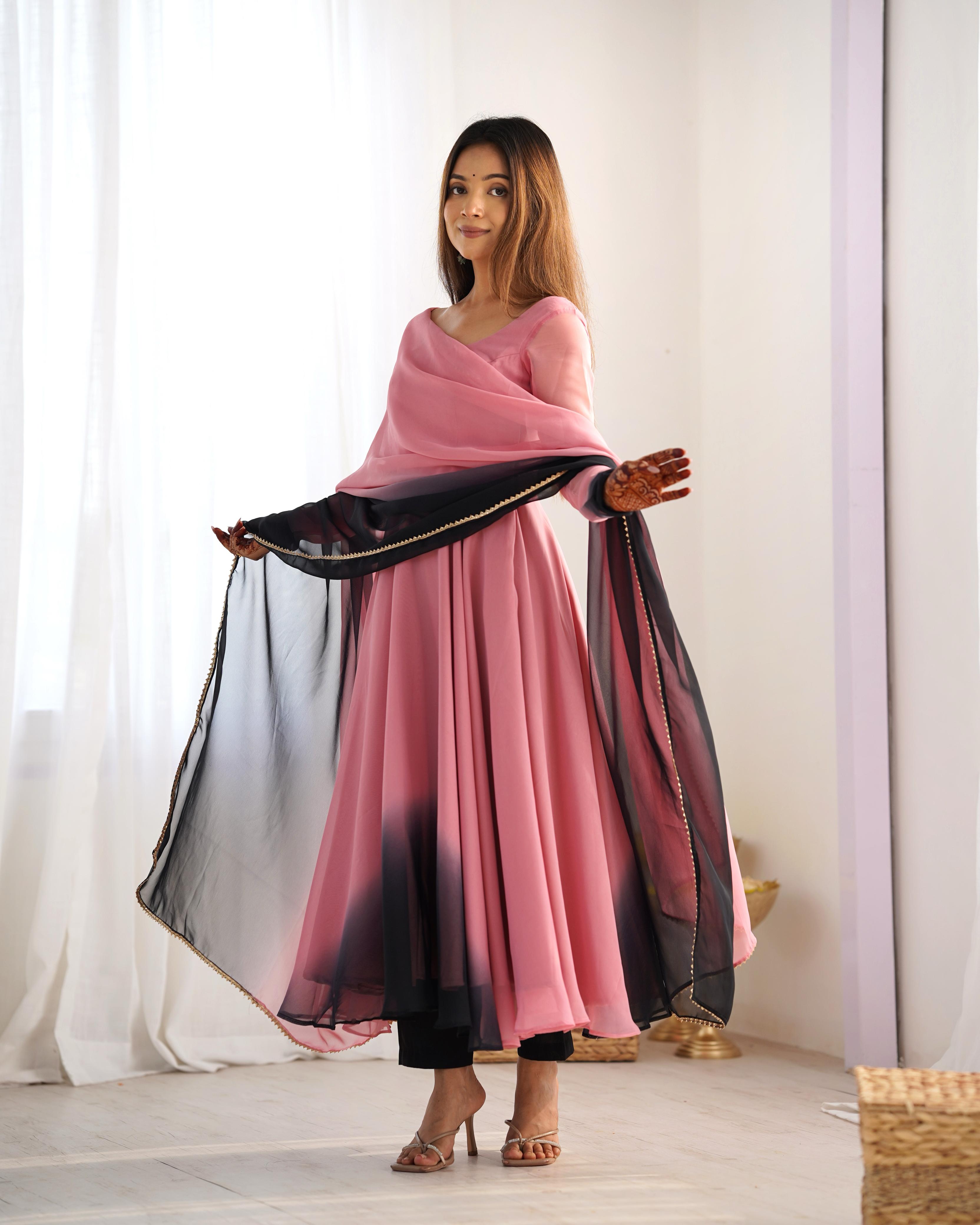Trendy Colorful Padding Gown Set
