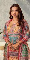 Floral Embroidered Regular Maslin Fabric Suit