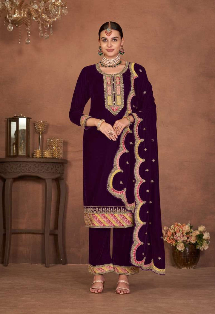 Velvet Embroidered Salwar Suit
