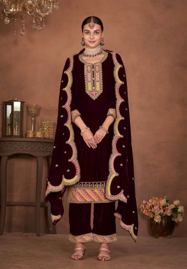 Velvet Embroidered Salwar Suit