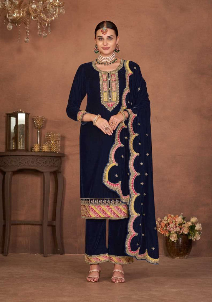 Velvet Embroidered Salwar Suit