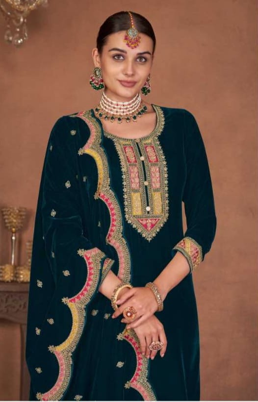 Velvet Embroidered Salwar Suit