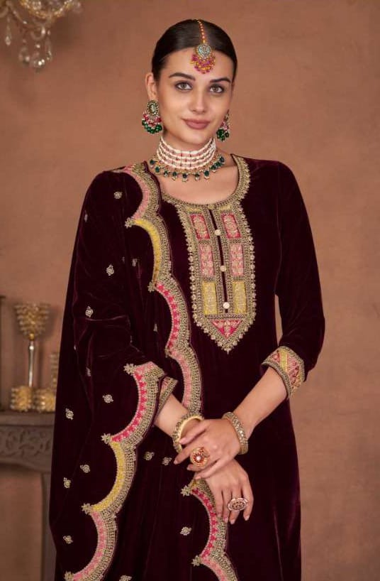 Velvet Embroidered Salwar Suit
