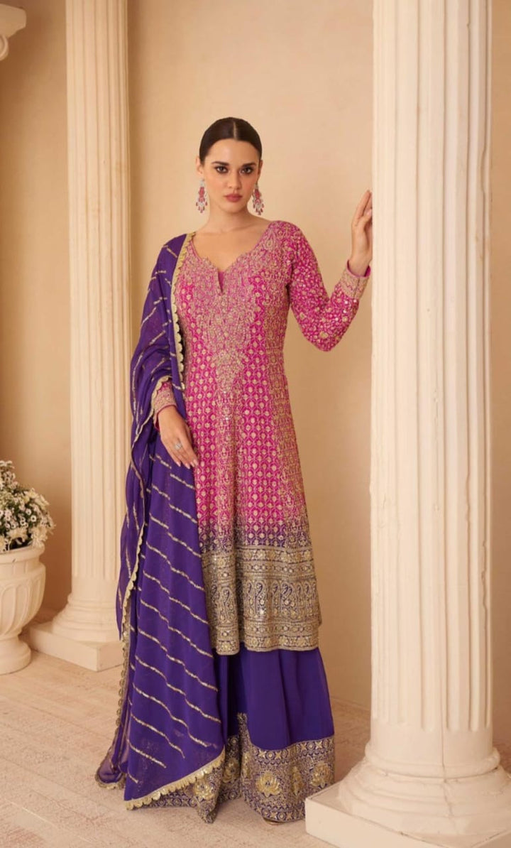 Embroidered Georgette palazzo Suit