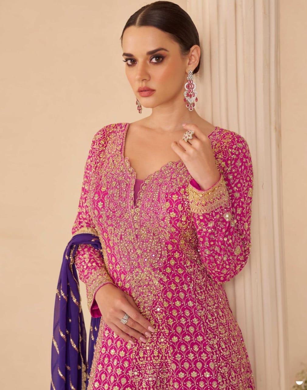 Embroidered Georgette palazzo Suit