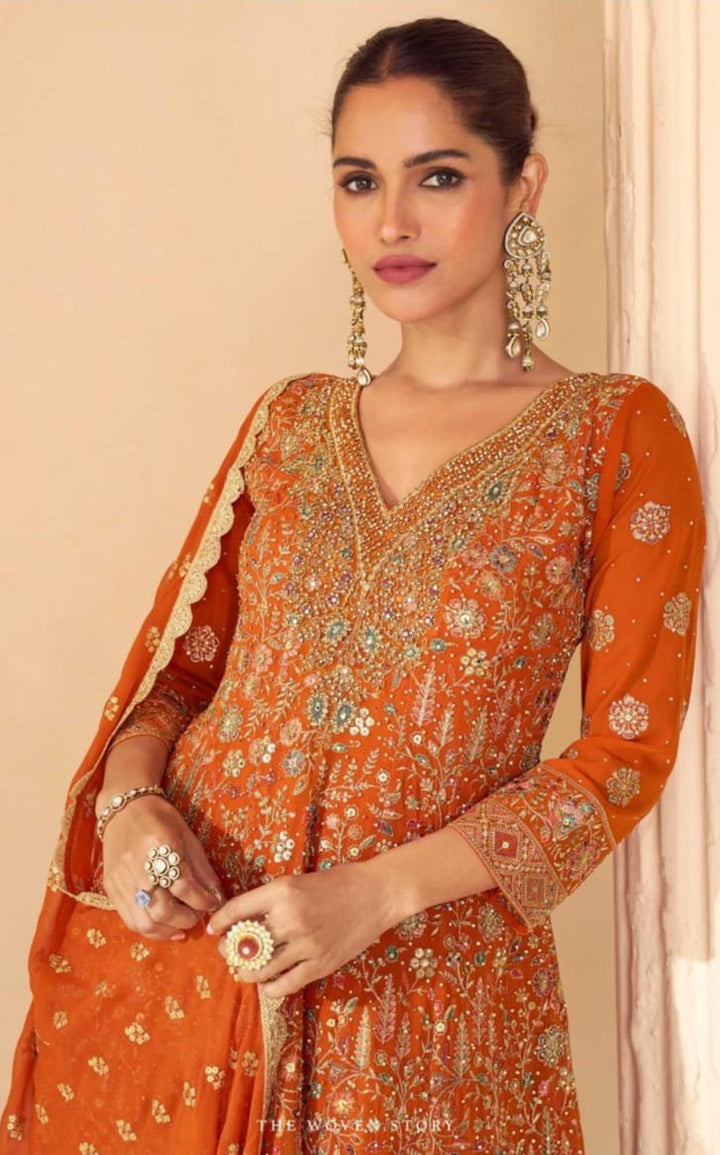 Embroidered Georgette palazzo Suit
