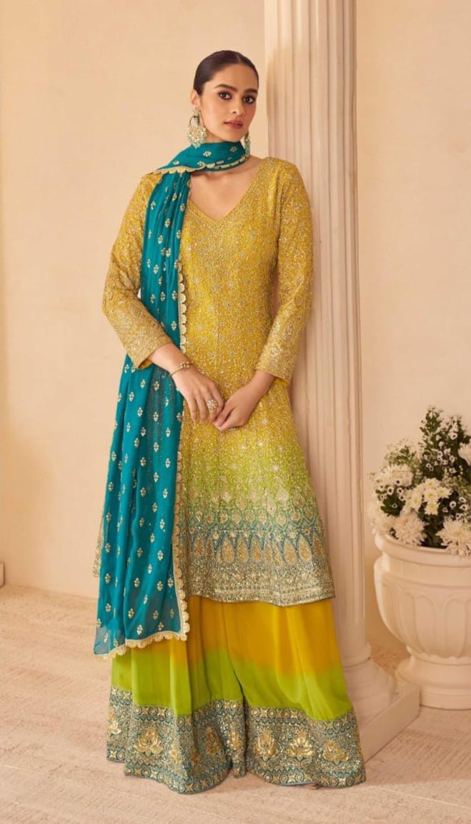 Embroidered Georgette palazzo Suit