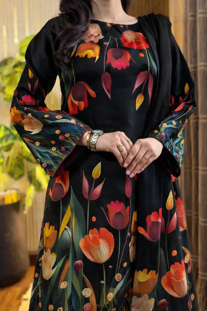 Digital Print Silk 3pcs (3D FLOWERS)