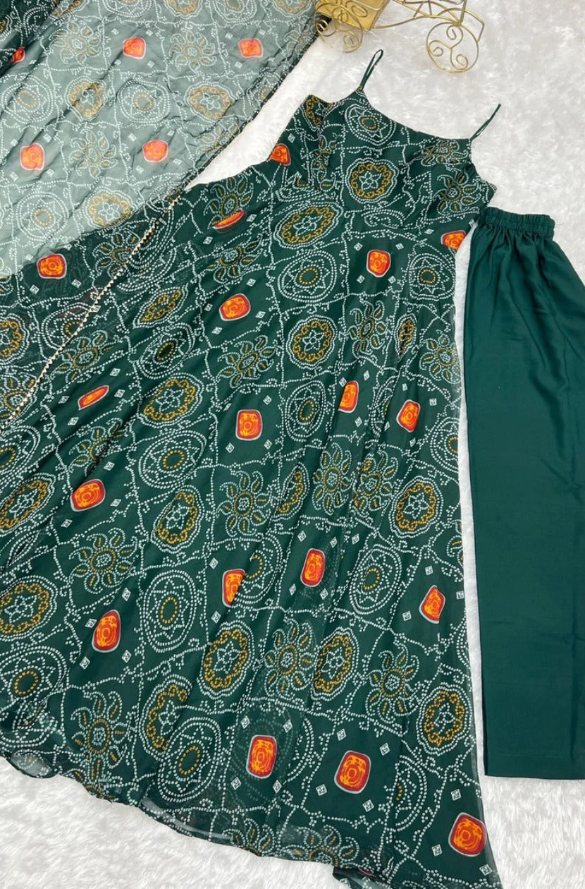 Pure Chiffon Bandhani Gown