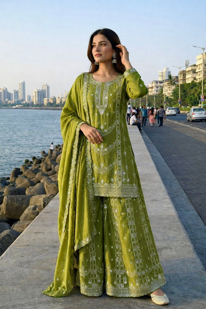 Plazzo And Duppata Set Fully Stitched Ready to Wear