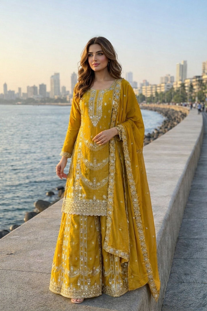 Plazzo And Duppata Set Fully Stitched Ready to Wear