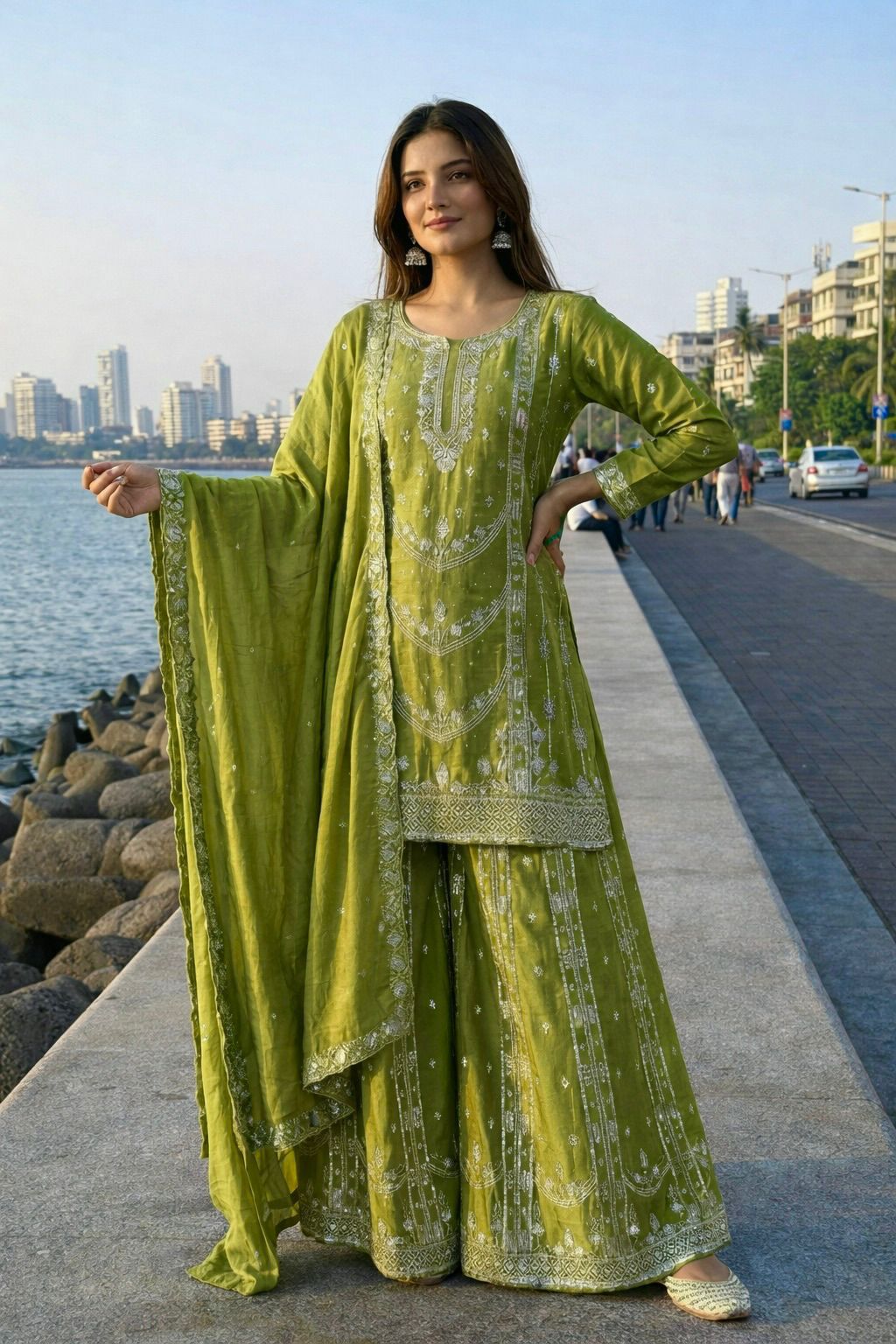 Plazzo And Duppata Set Fully Stitched Ready to Wear