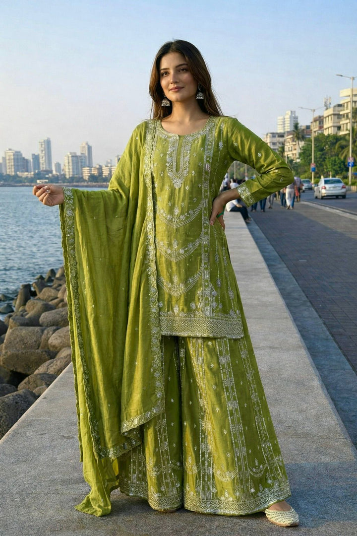 Plazzo And Duppata Set Fully Stitched Ready to Wear