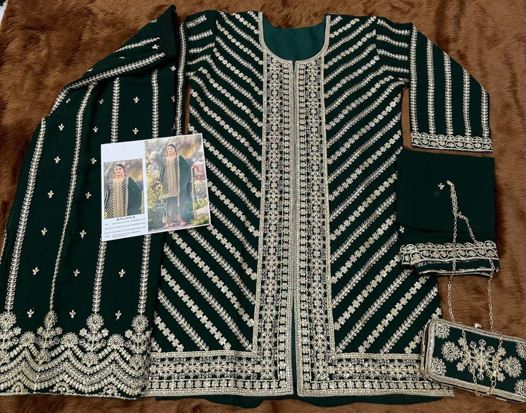 Royal Elegance Embroidered Georgette Suit Set with Dupatta
