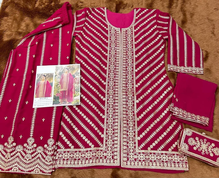 Royal Elegance Embroidered Georgette Suit Set with Dupatta