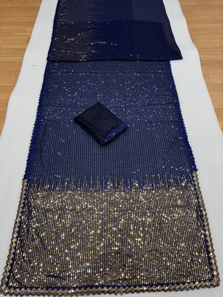 Georgette Cutwork Lace Border Saree