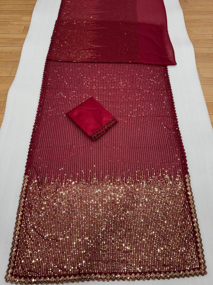 Georgette Cutwork Lace Border Saree