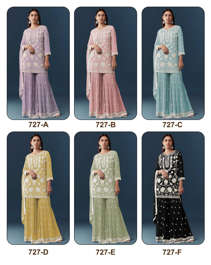 Heavy Chiffon Georgette With Embroidery Sequence & Handwork